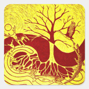 Adesivo Quadrado Amarelo do ciclo da natureza