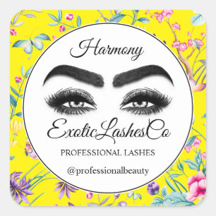 Adesivo Quadrado Amarelo Floral Limpo de Encapsulamento Eyelash Mak