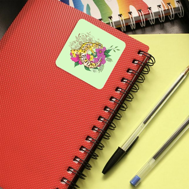 Adesivo Quadrado Amarelo-leopardo Gecko Verde (Criador carregado)