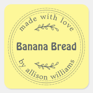 Adesivo Quadrado Amarelo-Pão-De-Banana, Rústico