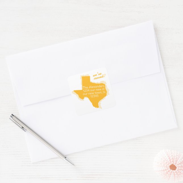 Adesivo Quadrado Amarelo que movemos - Texas pontilhado movendo-se (Envelope)