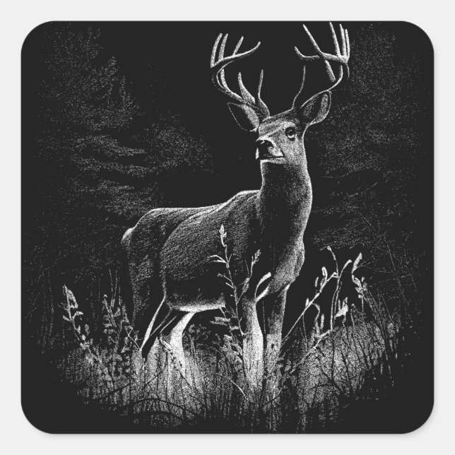 Adesivo Quadrado amazing deer in nature draw (Frente)