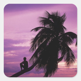 Adesivo Quadrado Ambergris Caye, Belize, América Central.