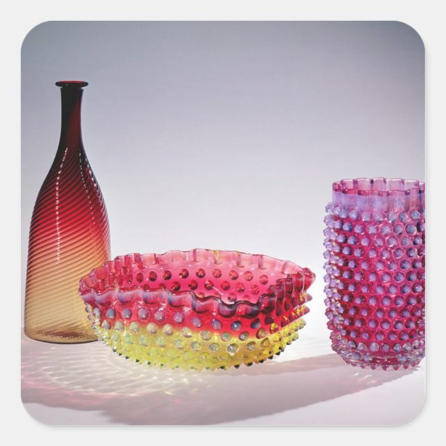 Adesivo Quadrado Amberina garrafa, New England Glass Company, 1885 (Frente)