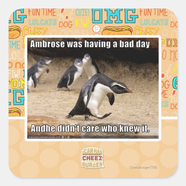 Adesivo Quadrado Ambrose estava tendo um dia ruim (Frente)