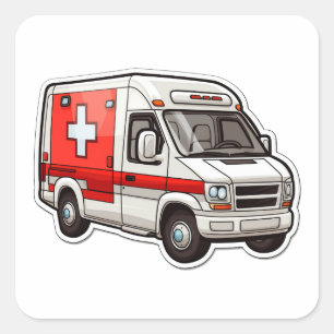 Adesivo Quadrado Ambulance Sticker - Presente para EMTs e paramédic