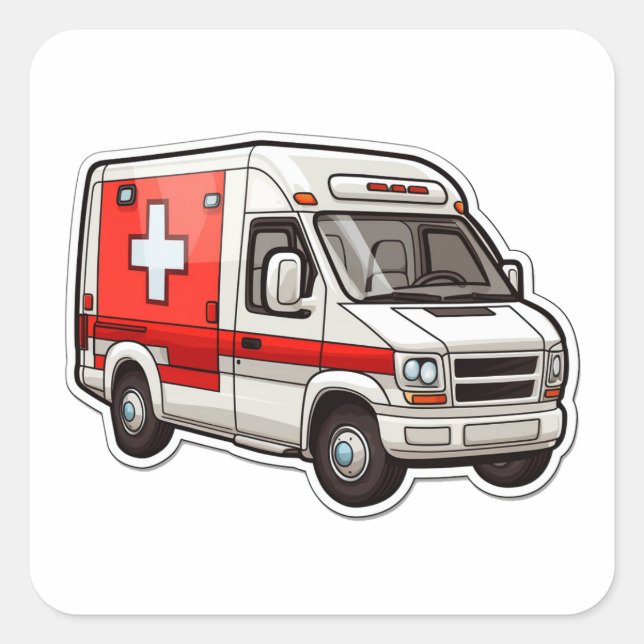 Adesivo Quadrado Ambulance Sticker - Presente para EMTs e paramédic (Frente)