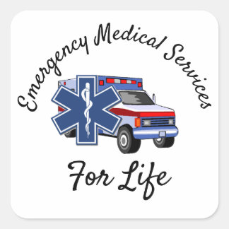 Adesivo Quadrado Ambulância EMS para Vida