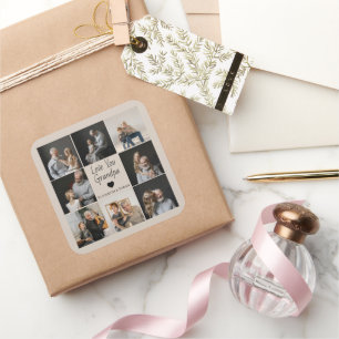 Adesivo Quadrado Ame-o Avô com Coração e Fotos -