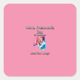 Adesivo Quadrado Ame Os Seus Pulmões. Dia Mundial da Pneumonia.