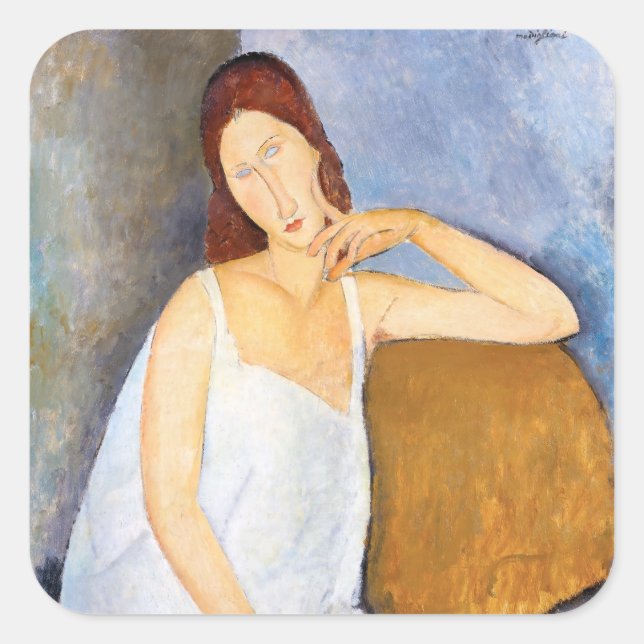 Adesivo Quadrado Amedeo Modigliani - Jeanne Hebuterne (Frente)