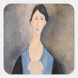 Adesivo Quadrado Amedeo Modigliani - Jovem Mulher de Azul