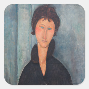 Adesivo Quadrado Amedeo Modigliani - Mulher com Olhos Azuis