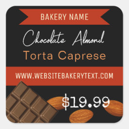 Adesivo Quadrado Amêndoa de chocolate Torta Caprese