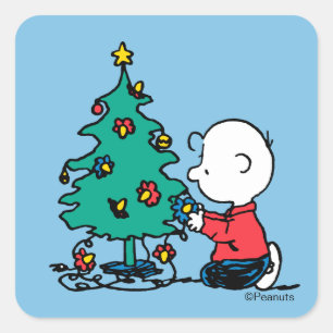 Adesivo Quadrado Amendoins Luzes de Natal de Charlie Brown