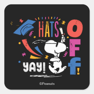 Adesivo Quadrado Amendoins Snoopy Chapéu Baixado Para Você Graduaçã