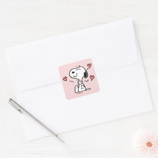 Adesivo Quadrado Amendoins | Snoopy Hearts (Envelope)