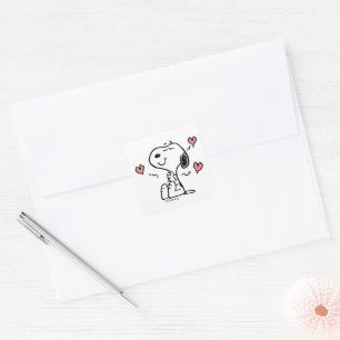 Adesivo Quadrado Amendoins Snoopy Hearts