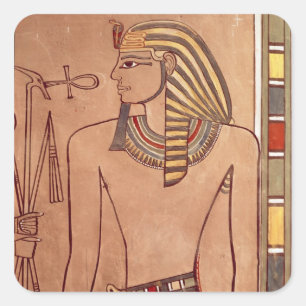 Adesivo Quadrado Amenhotep II com um ankh levantado para seus