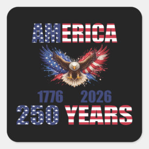 Adesivo Quadrado América 250 Anos – Águia Patriótica 1776–2026 EUA