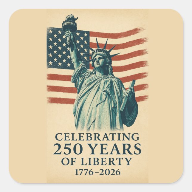 Adesivo Quadrado America 250 Years Liberty Patriotic Celebration (Frente)