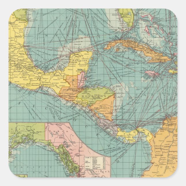 Adesivo Quadrado América Central (Frente)