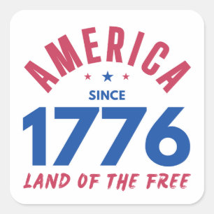 ADESIVO QUADRADO AMÉRICA DESDE 1776 TERRA DA LIBERDADE