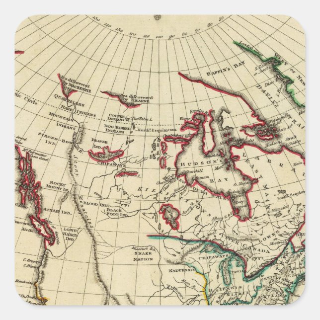 Adesivo Quadrado América do Norte com limites traçados (Frente)
