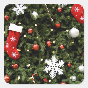 Adesivo Quadrado America do Norte. Decorações do Natal na árvore