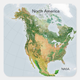 Adesivo Quadrado América do Norte por Satélite da NASA
