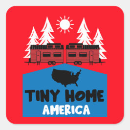 Adesivo Quadrado América doméstica do Tiny House