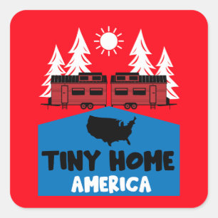 Adesivo Quadrado América doméstica do Tiny House