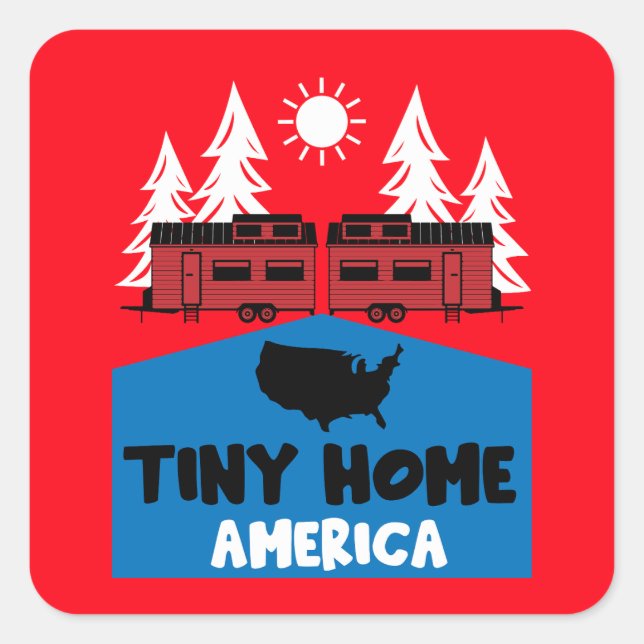 Adesivo Quadrado América doméstica do Tiny House (Frente)