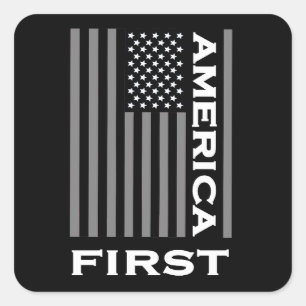 Adesivo Quadrado América First American Flag Love USA Trump