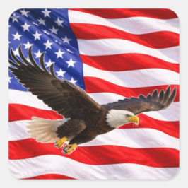 Adesivo Quadrado American Bald Eagle Patriotic Square Sticker