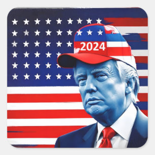 Adesivo Quadrado American Donald Trump 2024 Flag