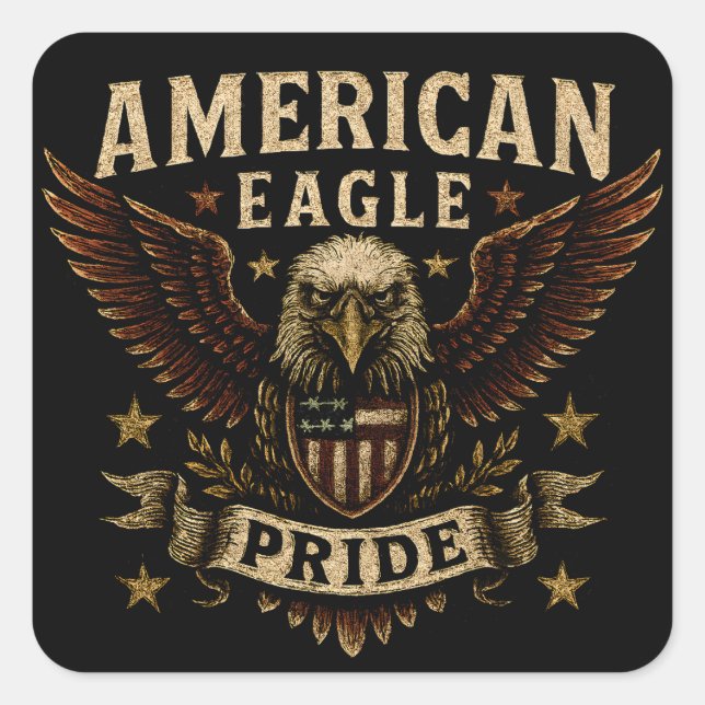 Adesivo Quadrado American Eagle Pride – Bold USA Freedom (Frente)