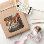 Adesivo Quadrado American English Foxhound Dog Christmas Festivo<br><div class="desc">Perfeito para amantes de cães e mães de cães. Este tema festivo captura a alegria e o espírito da estação, apresentando ilustrações caninas lúdicas e carinosas adormecidas com sotaques de férias. Ideal como presente para amantes de cães, adicionando um toque encantador ao decoro de Natal e presentes. Celebre a temporada...</div>