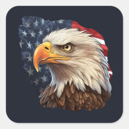 Adesivo Quadrado American Flag Bald Eagle
