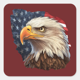 Adesivo Quadrado American Flag Bald Eagle