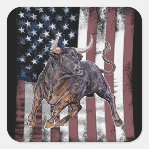 Adesivo Quadrado American Flag Bull
