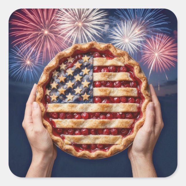 Adesivo Quadrado American Flag Crust on a Cherry Pie (Frente)