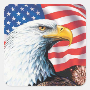 Adesivo Quadrado American Flag Eagle