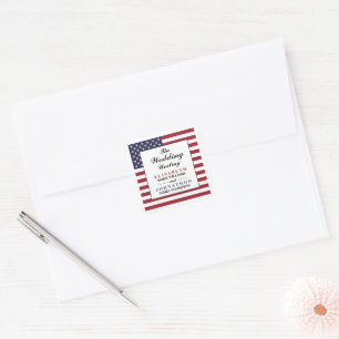 Adesivo Quadrado American Flag Wedding