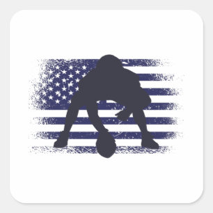 Adesivo Quadrado American Football Fan Jersey Shirt USA Flag