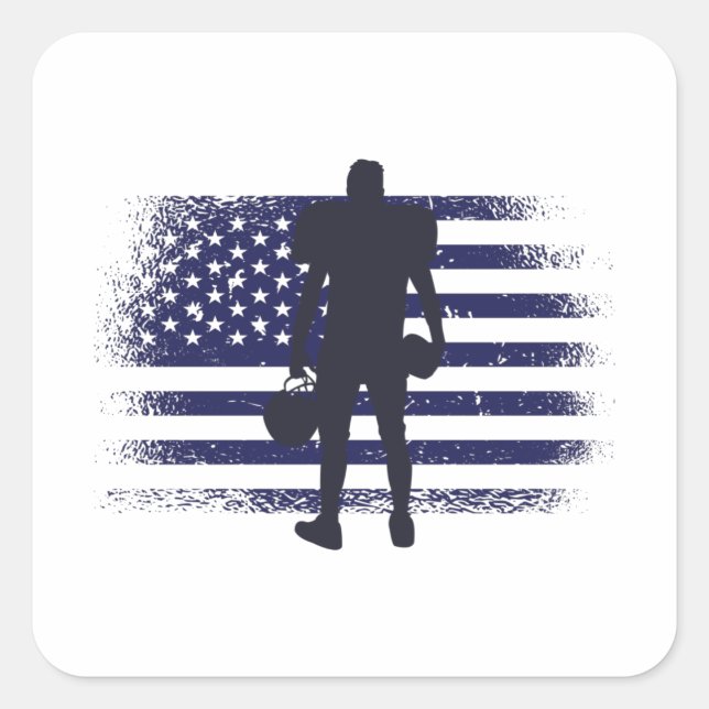Adesivo Quadrado American Football Fan Jersey Shirt USA Flag (Frente)