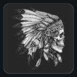 Adesivo Quadrado American Motorcycle Skull Native Indian Eagle Chie<br><div class="desc">American Motorcycle Skull Native Indian Eagle Chief</div>