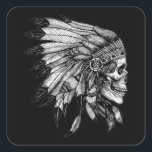 Adesivo Quadrado American Motorcycle Skull Native Indian Eagle Chie<br><div class="desc">American Motorcycle Skull Native Indian Eagle Chief</div>