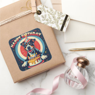 Adesivo Quadrado American Staffordshire Dog Colorful