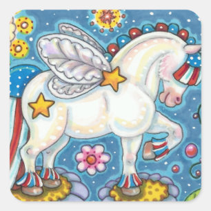 Adesivo Quadrado AMERICANA WHIMSYNICKER PATRIOTIC PONY Fantasy